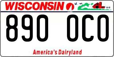 WI license plate 890OCO