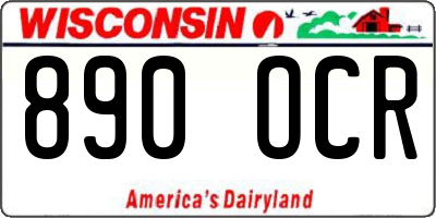 WI license plate 890OCR