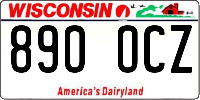WI license plate 890OCZ