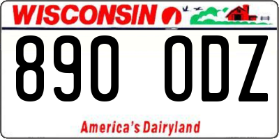 WI license plate 890ODZ