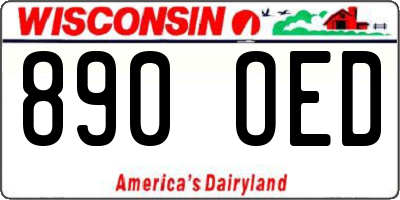 WI license plate 890OED