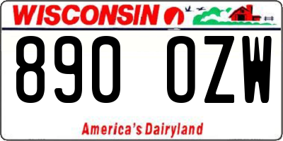 WI license plate 890OZW