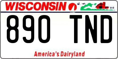WI license plate 890TND