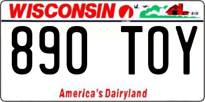 WI license plate 890TOY