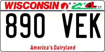WI license plate 890VEK