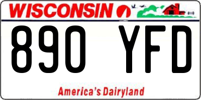 WI license plate 890YFD