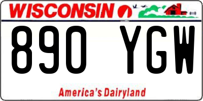 WI license plate 890YGW