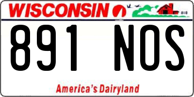WI license plate 891NOS