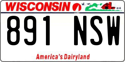 WI license plate 891NSW