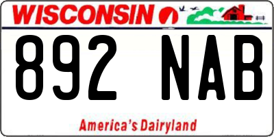 WI license plate 892NAB