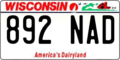 WI license plate 892NAD