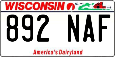 WI license plate 892NAF