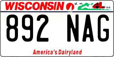 WI license plate 892NAG
