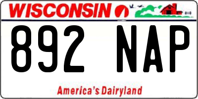 WI license plate 892NAP