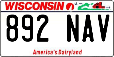 WI license plate 892NAV