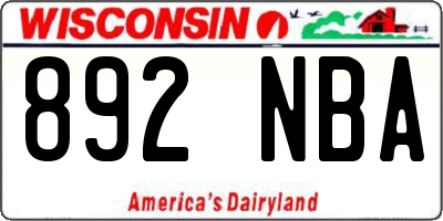 WI license plate 892NBA