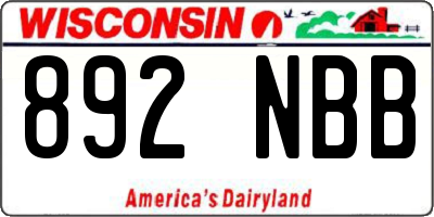 WI license plate 892NBB