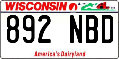 WI license plate 892NBD