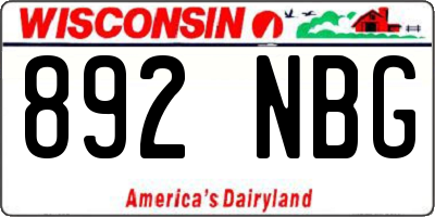WI license plate 892NBG