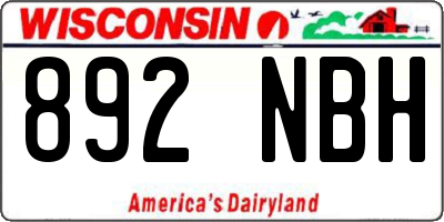WI license plate 892NBH
