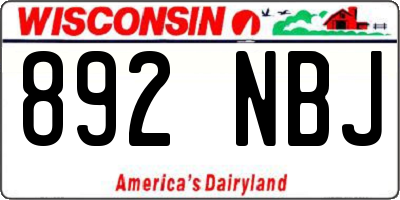 WI license plate 892NBJ