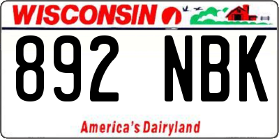 WI license plate 892NBK