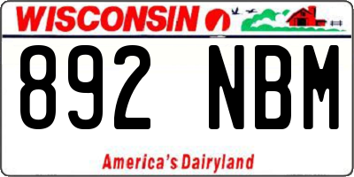 WI license plate 892NBM