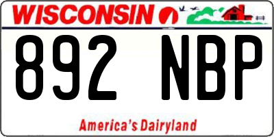 WI license plate 892NBP