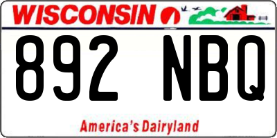 WI license plate 892NBQ