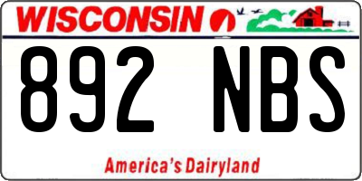 WI license plate 892NBS