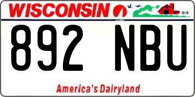 WI license plate 892NBU