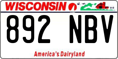 WI license plate 892NBV