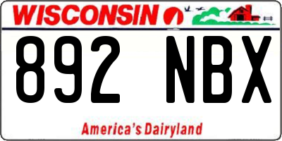 WI license plate 892NBX