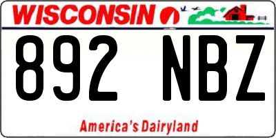 WI license plate 892NBZ