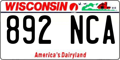 WI license plate 892NCA