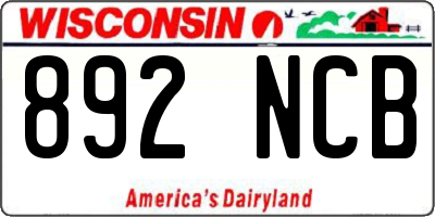 WI license plate 892NCB