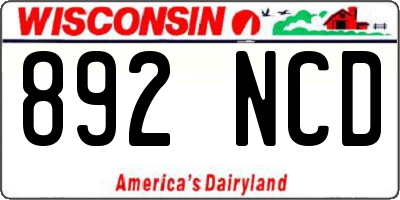 WI license plate 892NCD