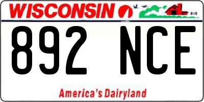 WI license plate 892NCE