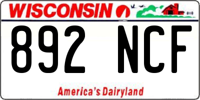WI license plate 892NCF