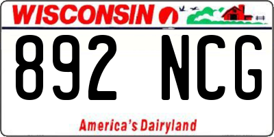 WI license plate 892NCG