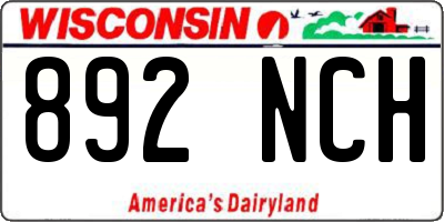 WI license plate 892NCH