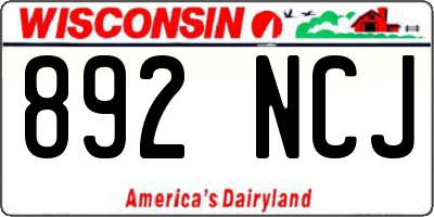 WI license plate 892NCJ