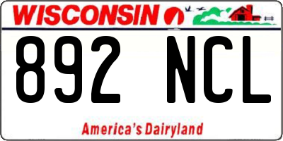 WI license plate 892NCL
