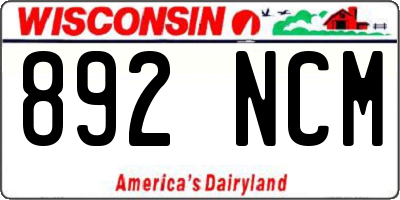 WI license plate 892NCM