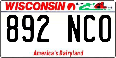WI license plate 892NCO