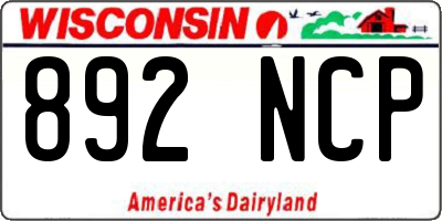WI license plate 892NCP