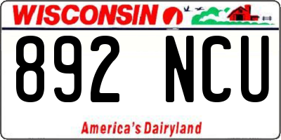 WI license plate 892NCU