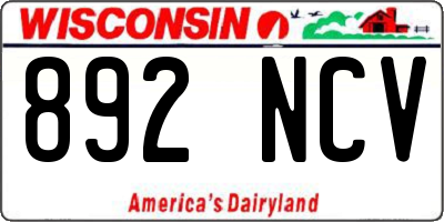 WI license plate 892NCV