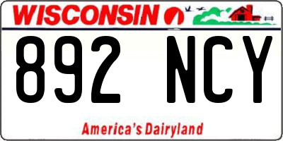 WI license plate 892NCY