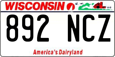 WI license plate 892NCZ